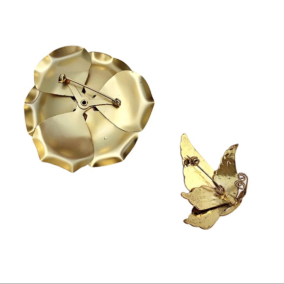 Golden Dew Kissed Metal Rose w/ Enamel Butterfly - Picture 7 of 7